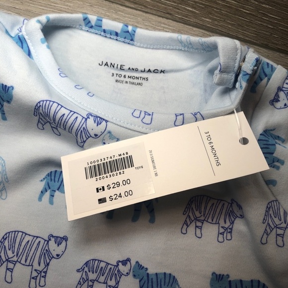 Janie And Jack  Blue Tiger Print Bodysuit Baby Boys Size 3-6 Months NWT - Picture 3 of 5